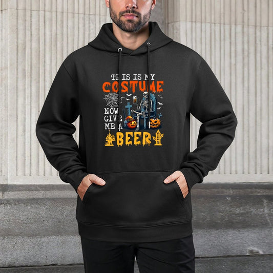 My Costume Now Give Me A Beer Halloween Skeleton Drinking Breathable Fabric Hoodie