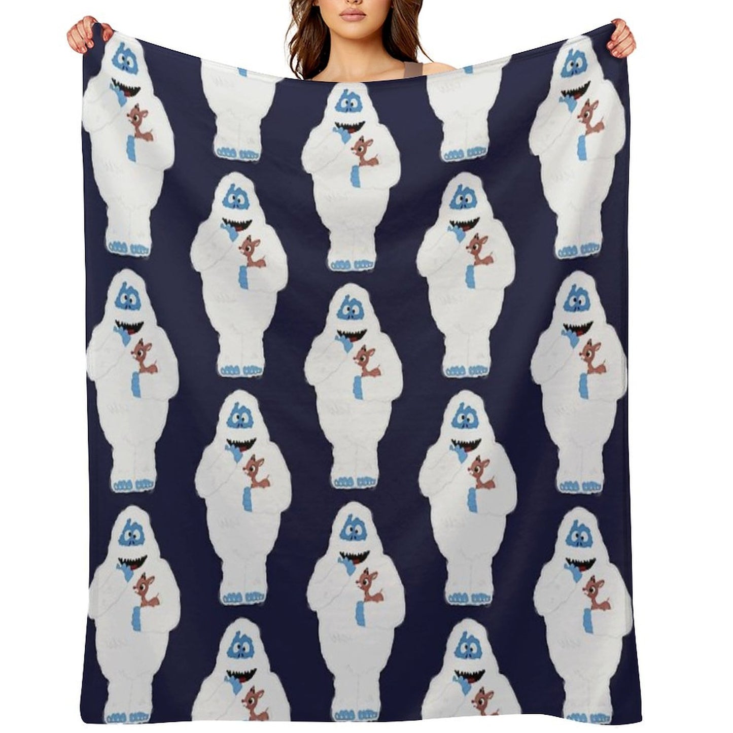 Classic Christmas Abominable Snowman with Rudolph © GraphicLoveShop Throw Blanket