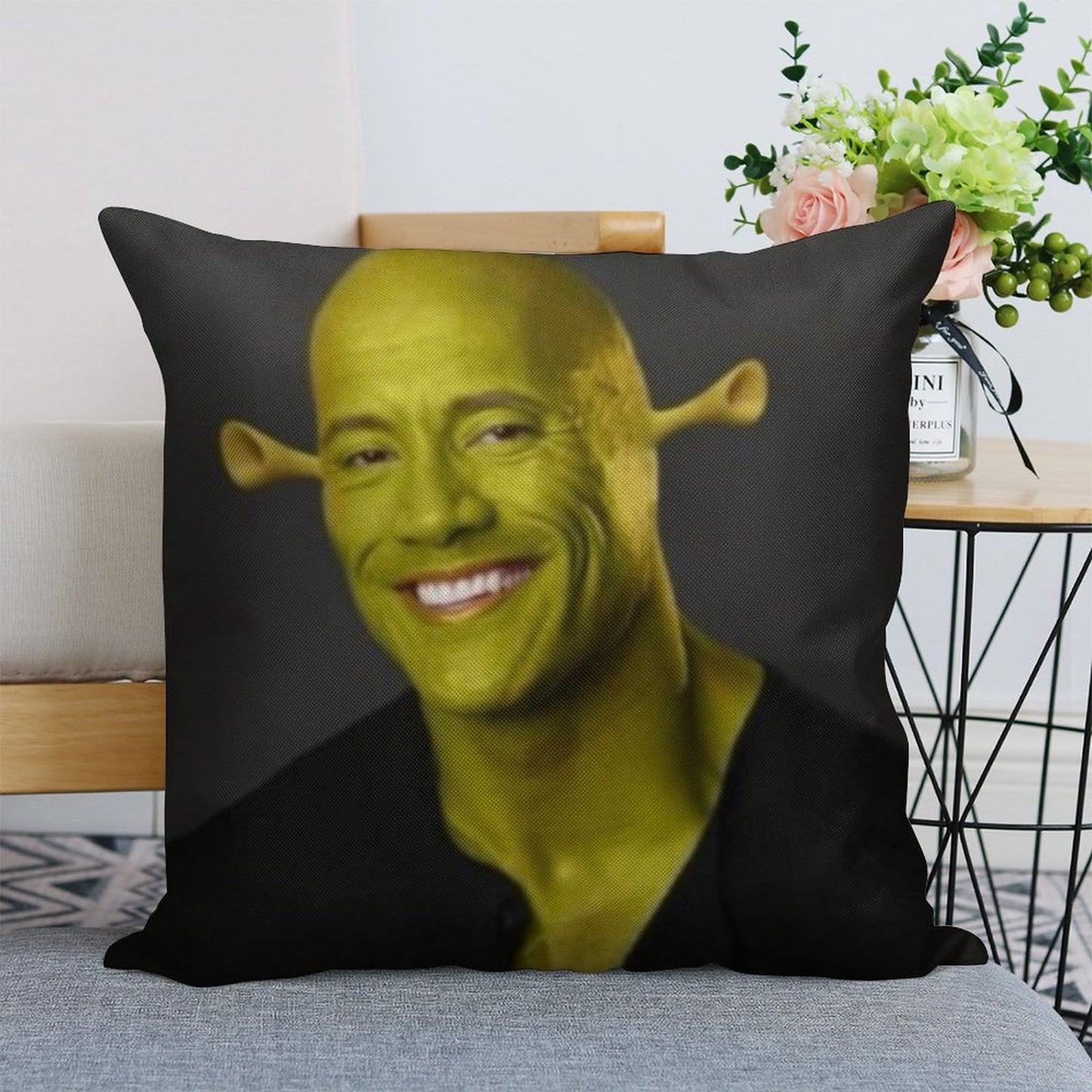 Dwayne 'The Shrok Johnson Linen Throw Pillow Cover