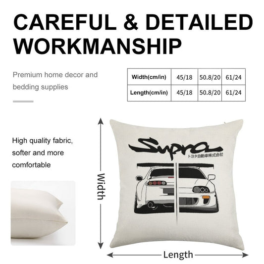 Toyota Supra MK IV - CarCorner Linen Throw Pillow Cover