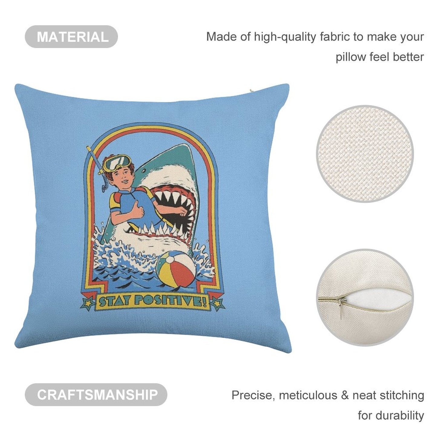 Stay Positive Linen Throw Pillow Cover