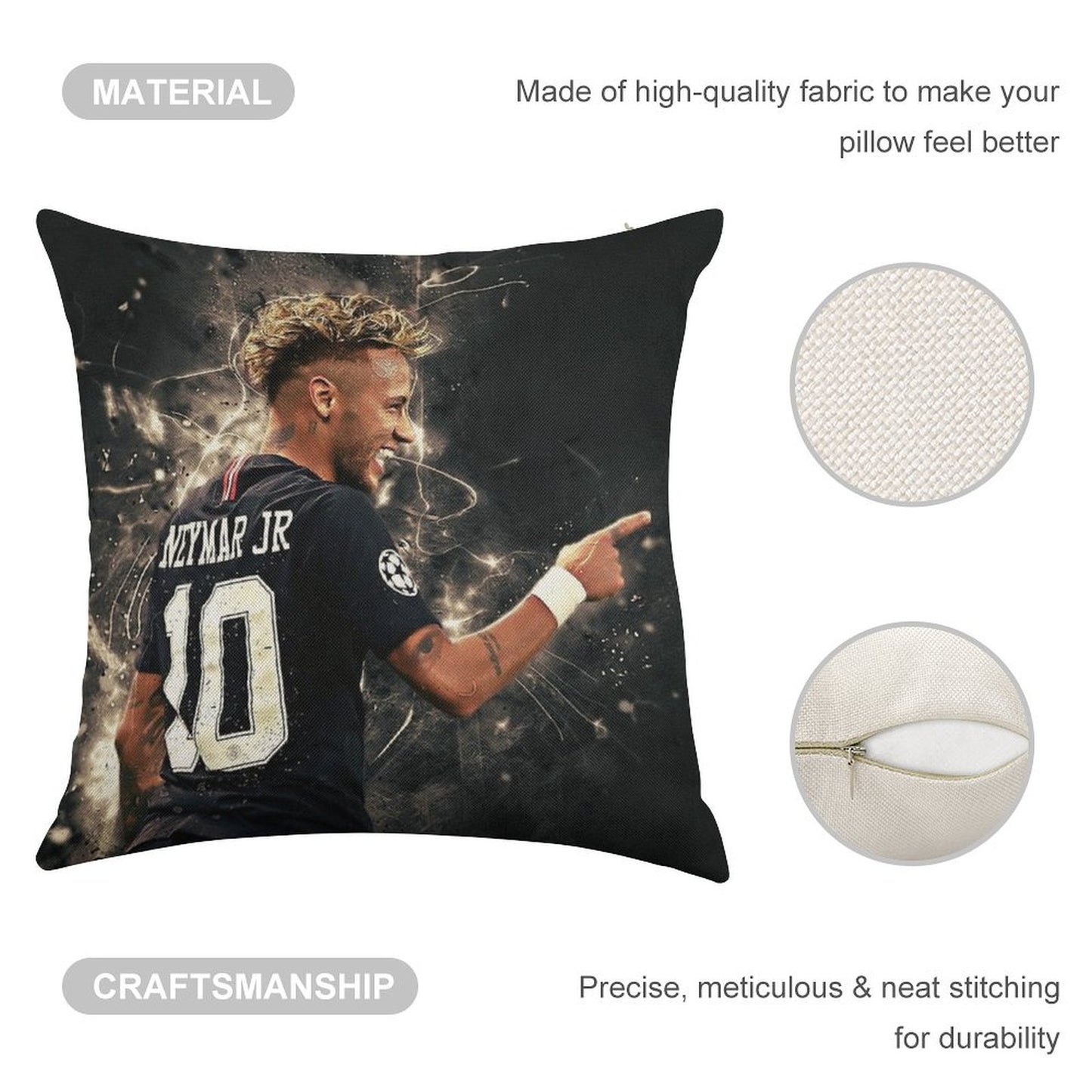 Neymar #111 Linen Throw Pillow Cover