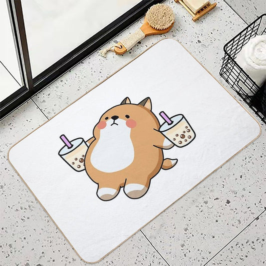 Lazy Shiba Loves Boba! Bath Mat