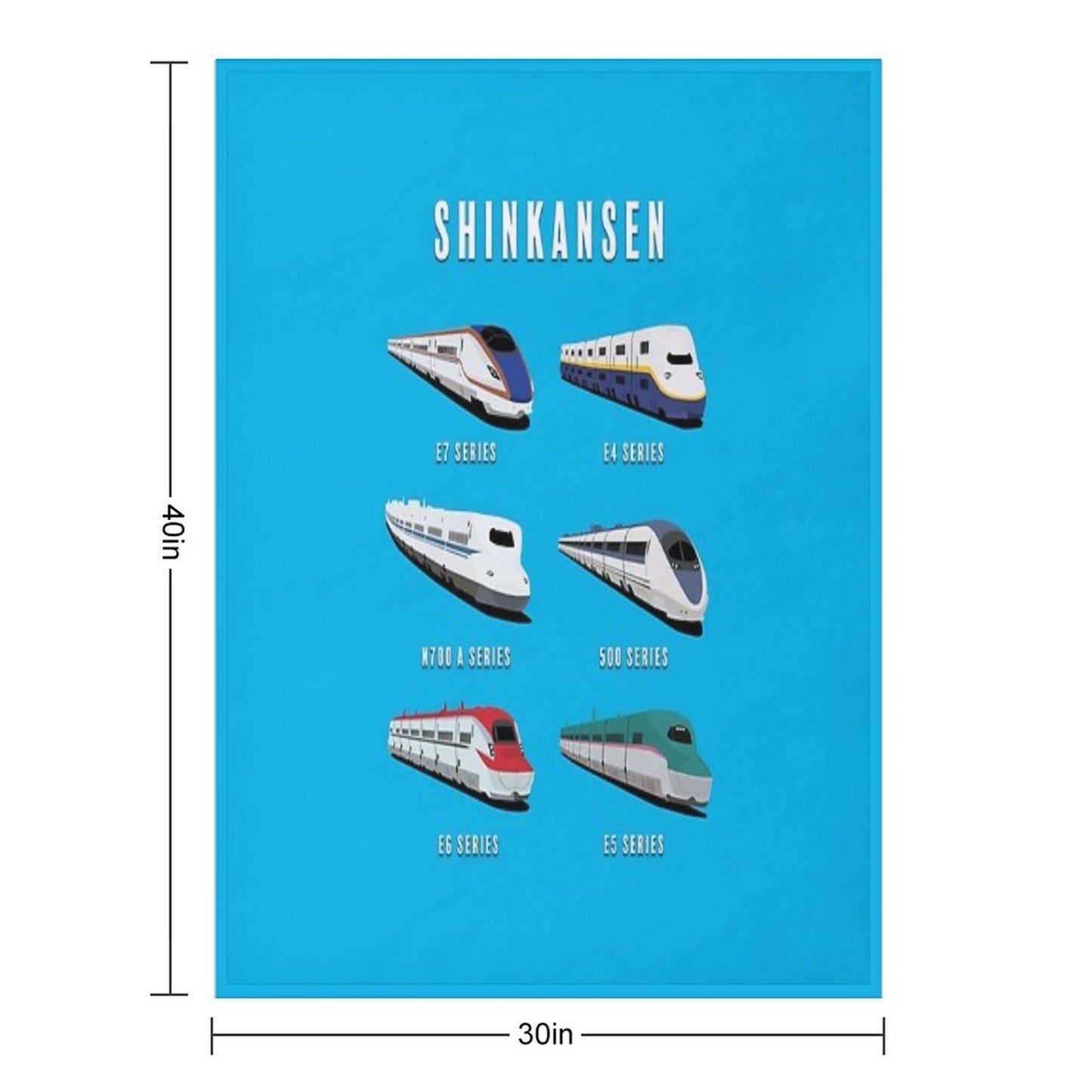 Japanese Shinkansen Bullet Trains Throw Blanket