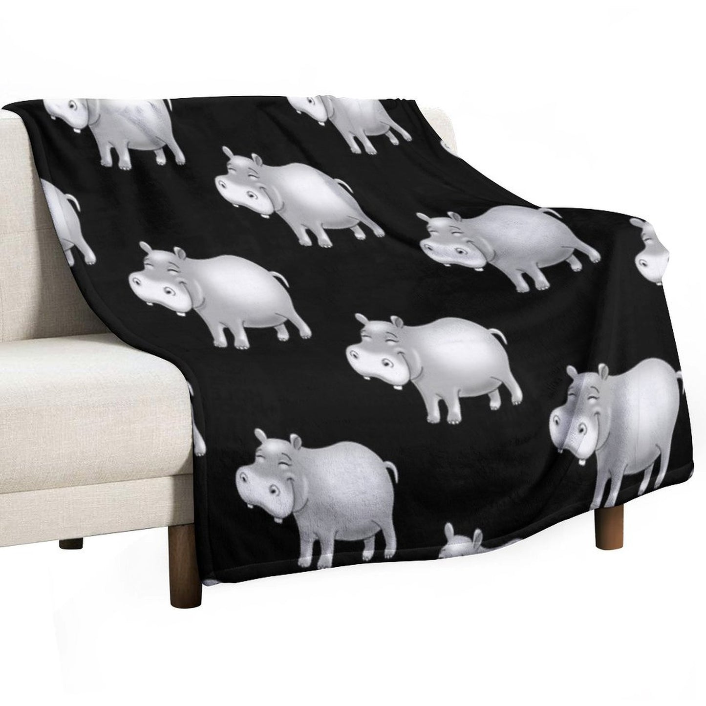 Hippo Cute Hippopotamus Throw Blanket