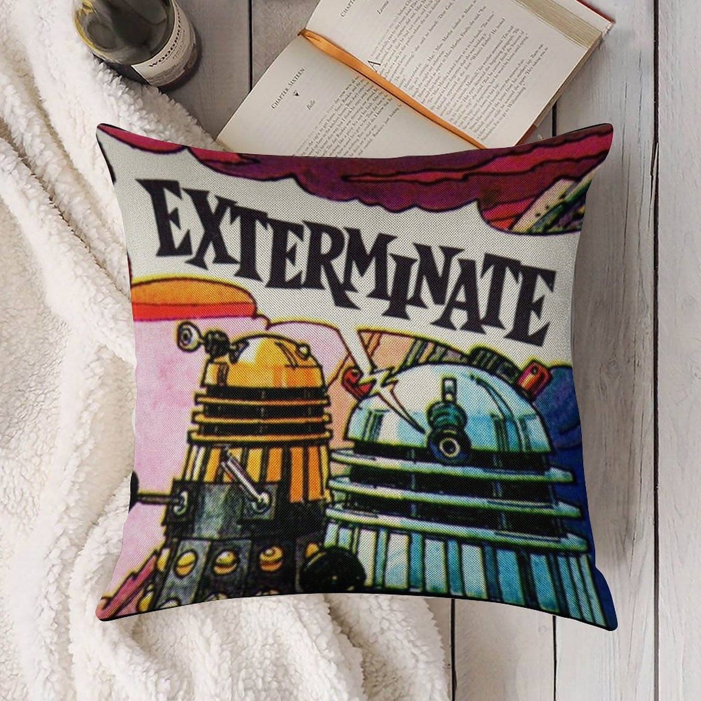 EXTERMINATE! Linen Throw Pillow Cover