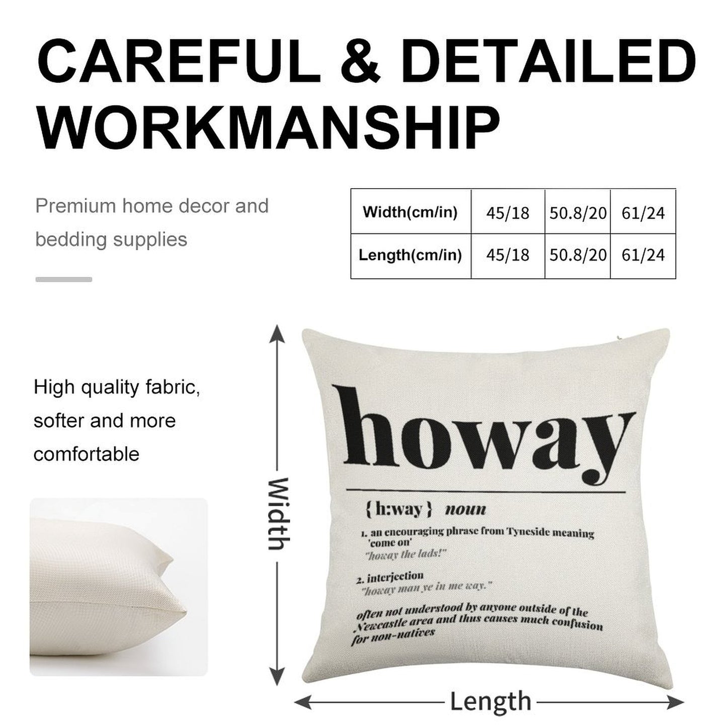 Howay Newcastle City Definition Print Linen Throw Pillow Cover