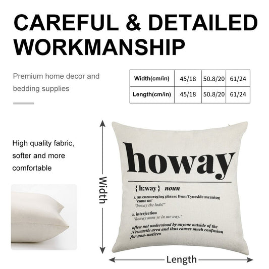 Howay Newcastle City Definition Print Linen Throw Pillow Cover
