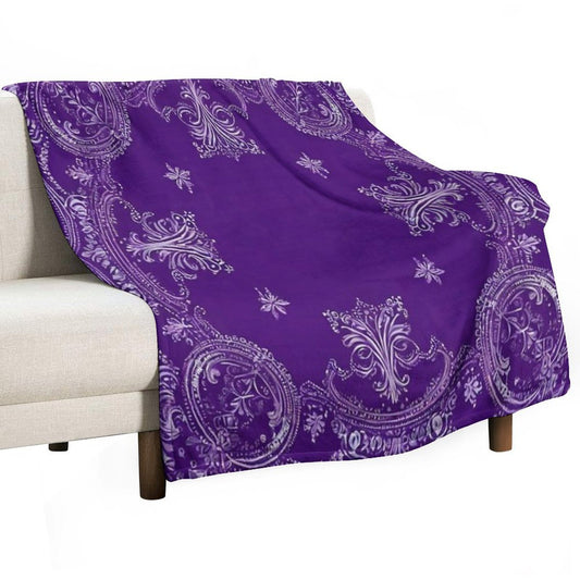 RogerPattern - Pale Purple Elegance White Detail Bandana Throw Blanket