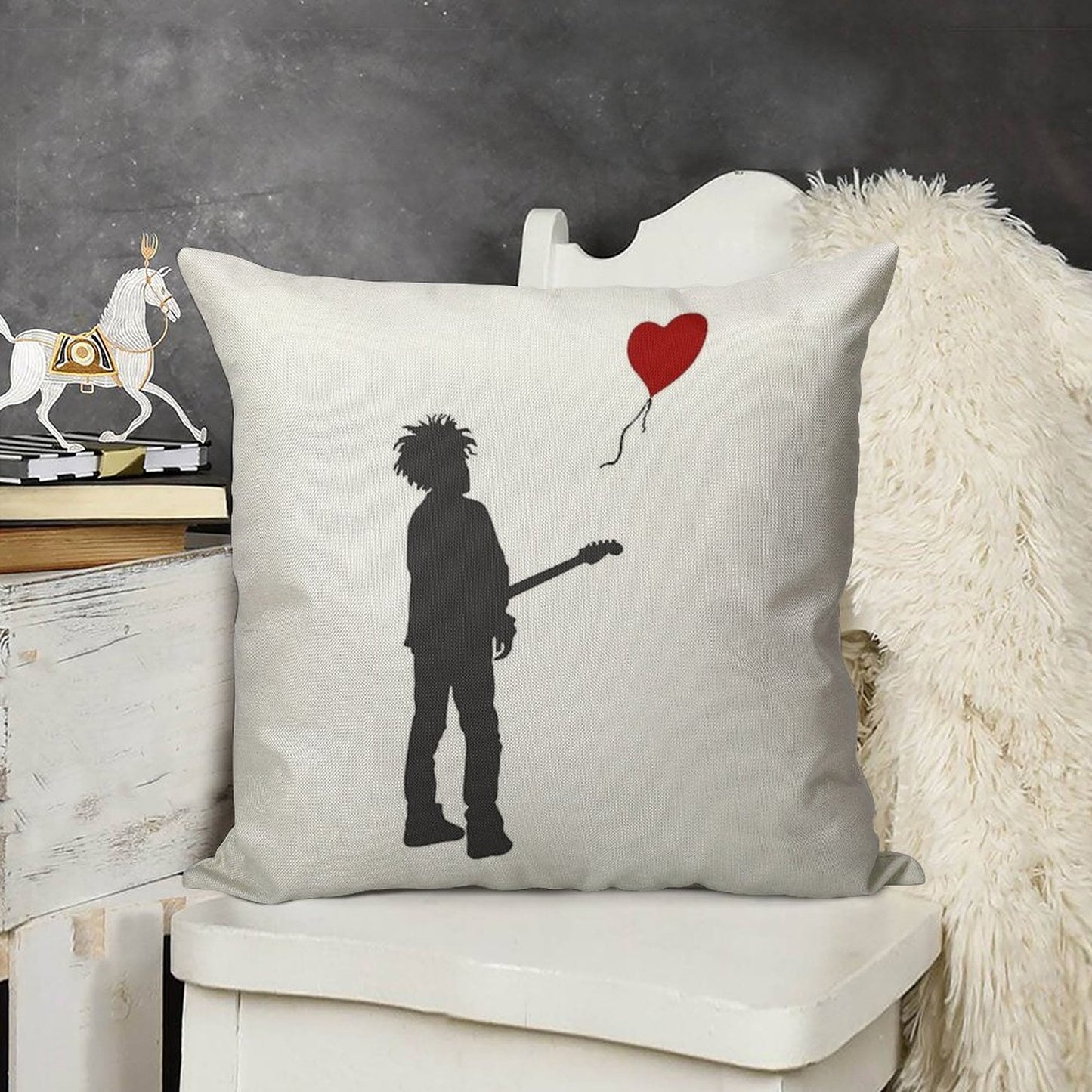 ROBERT THE CURE SMITH X BANKSY Linen Throw Pillow Cover