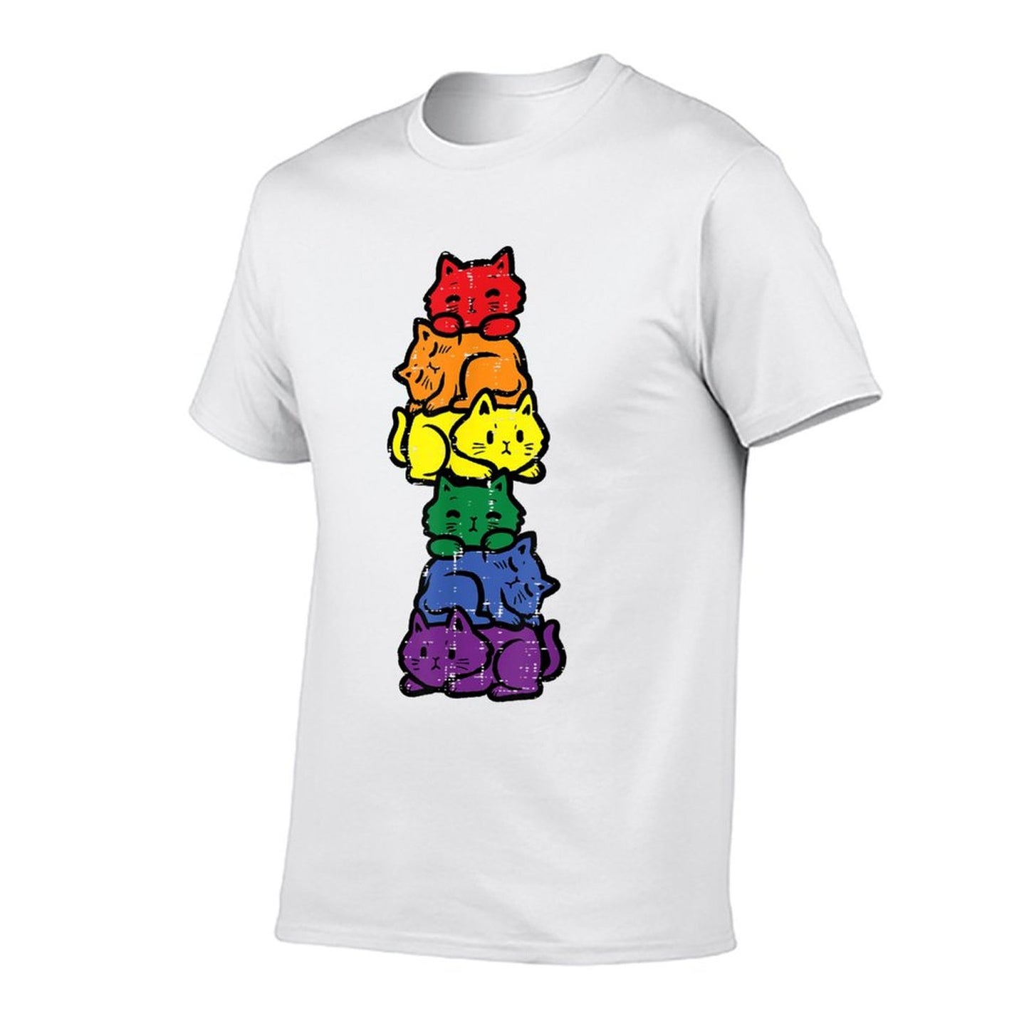 Gay Pride Cat Stack Rainbow Lgbt Anime Men Women Kids Stretchy T-Shirt
