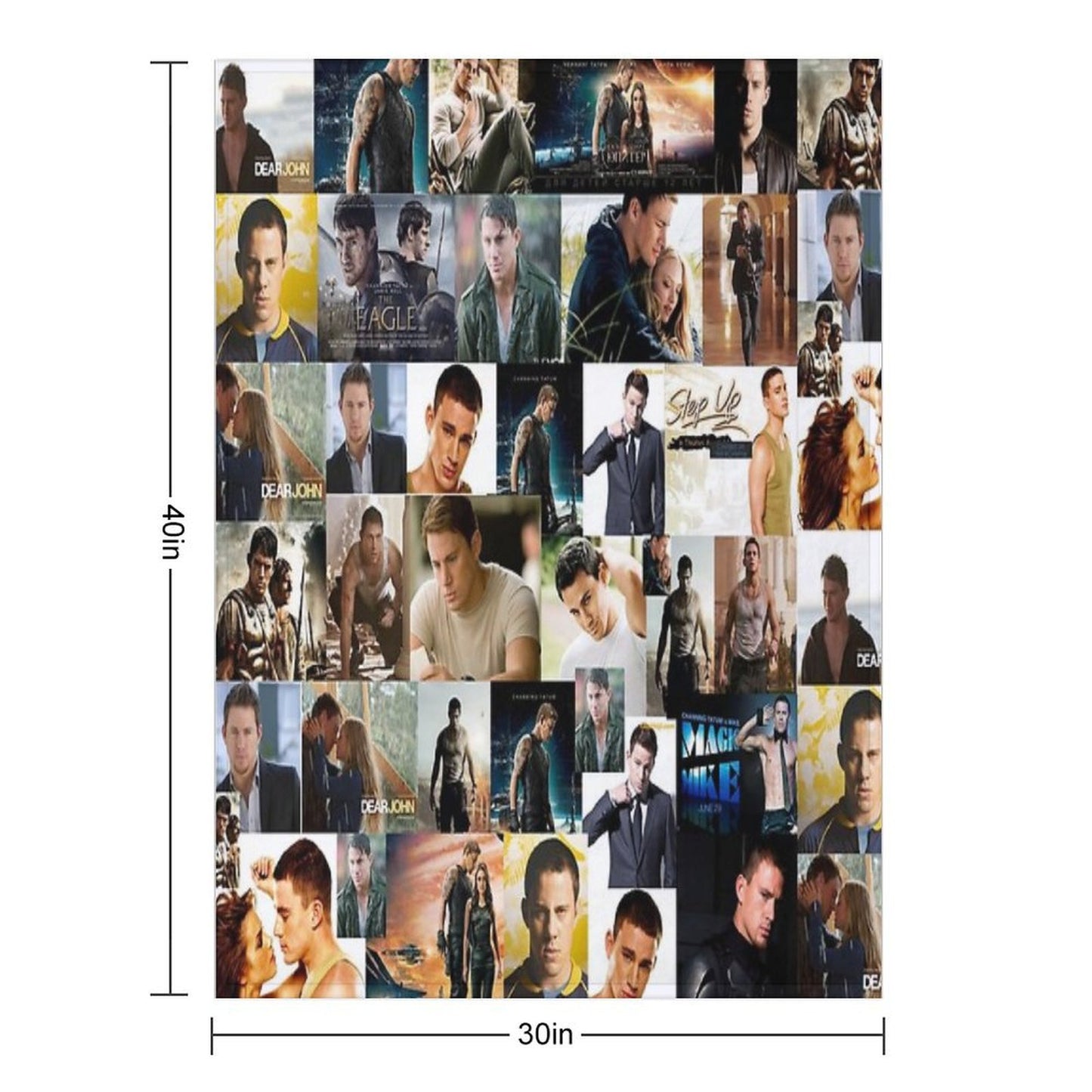 Channing Tatum Seamless Squarish Photo Collage Throw Blanket