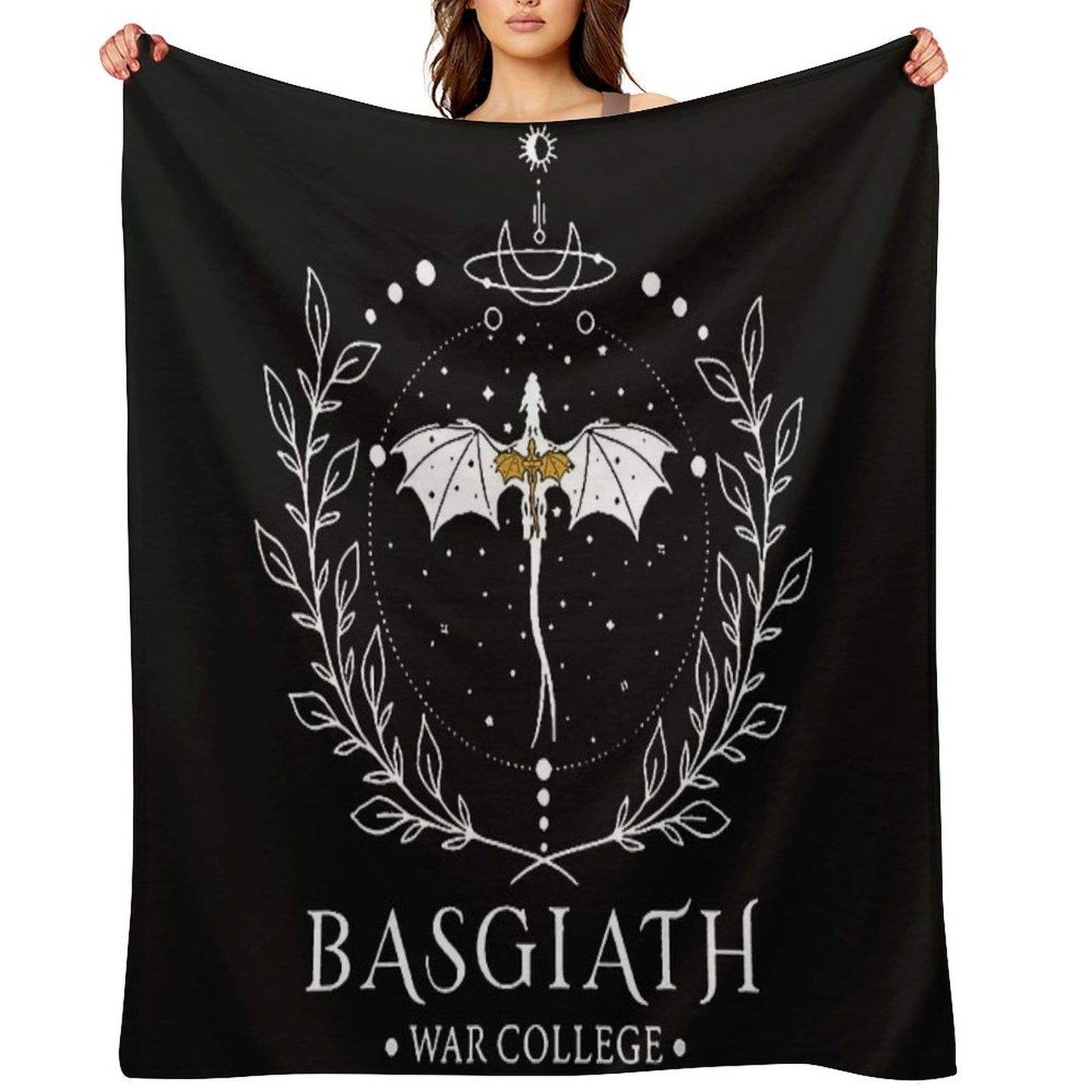 Fourth Wing Basgiath Two Sided Romantasy Dragons Yarros T-Shirt Throw Blanket
