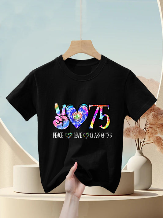 Class Of 75 1975 50th Class Reunion Tie Dye Graduation Items Kids T-Shirt