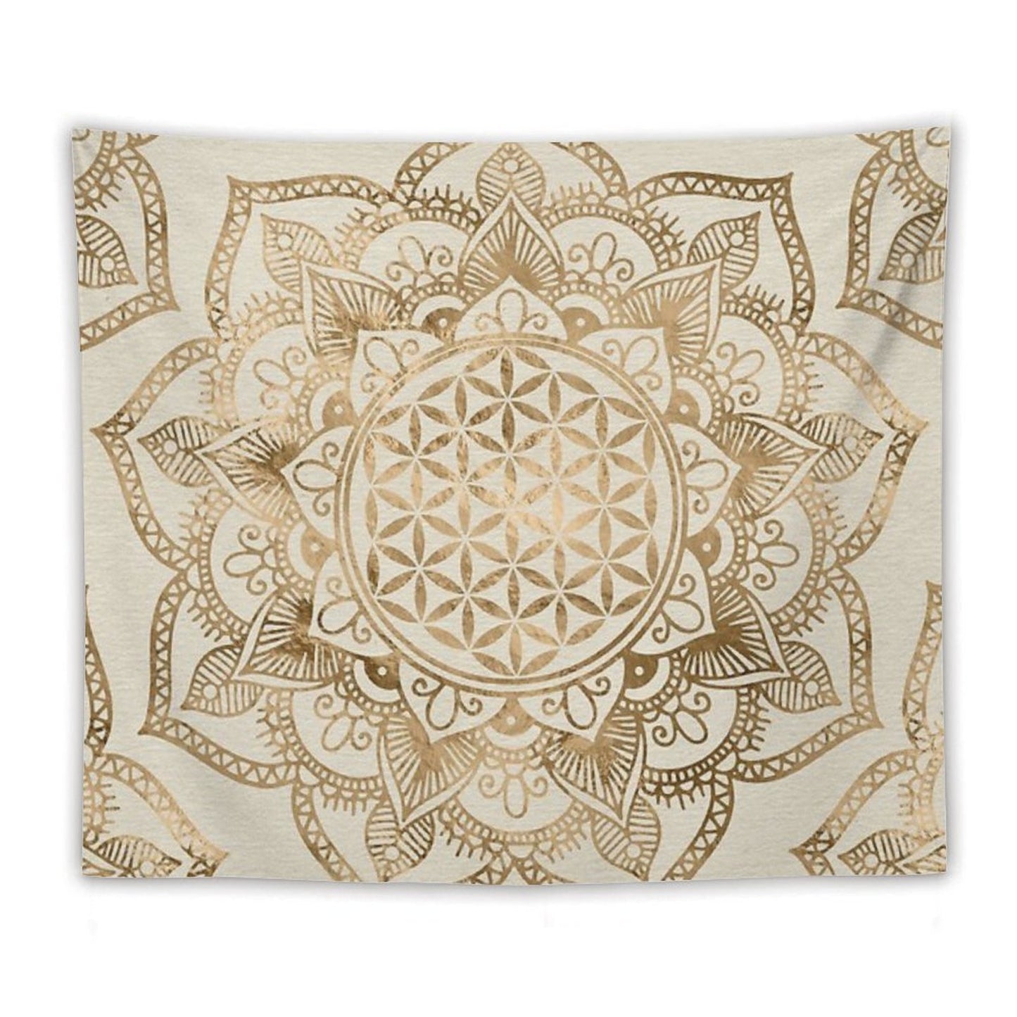 Flower of Life in Lotus - Pastel Golds And Canvas Tapestry