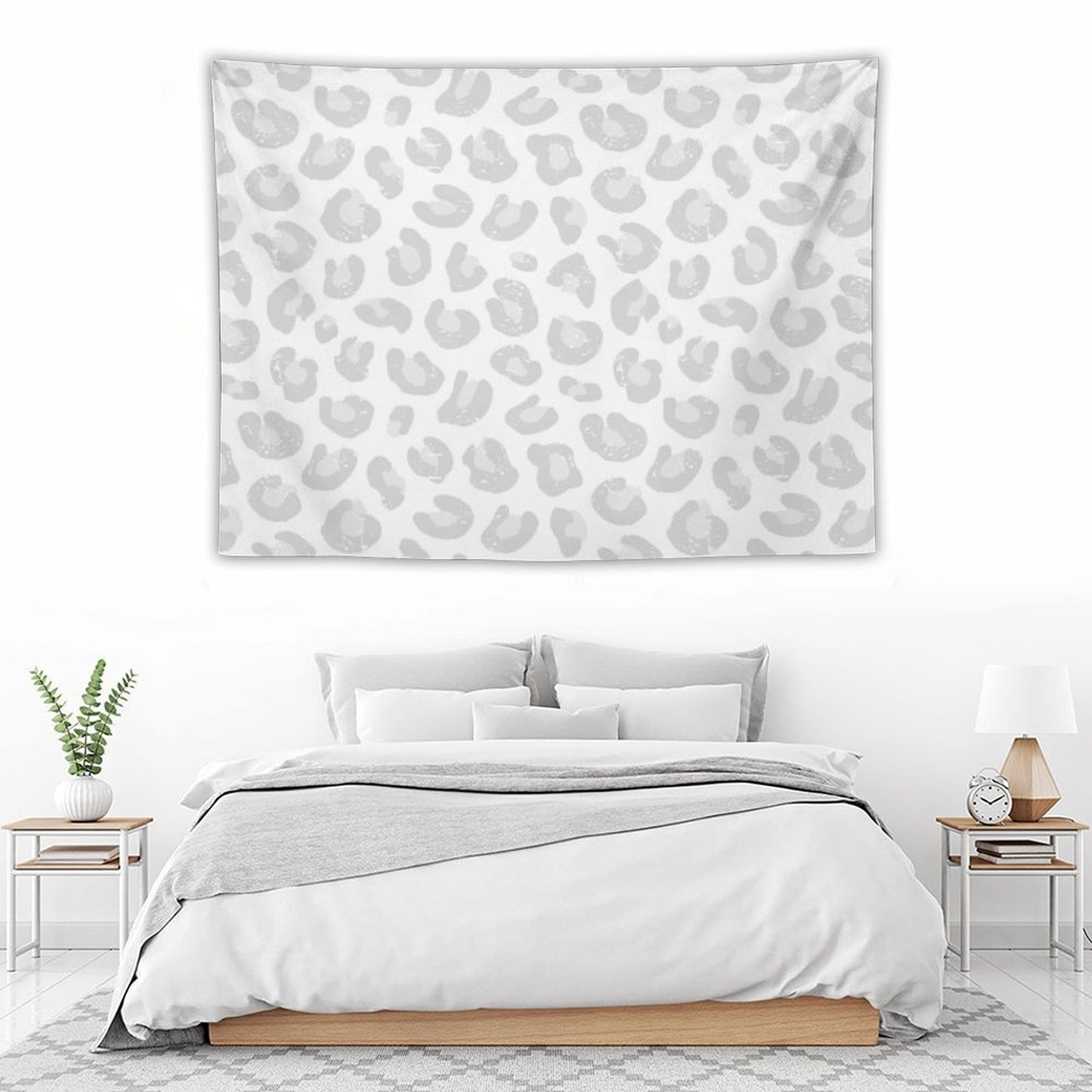 Leopard Print - Silver Gray And White Tapestry
