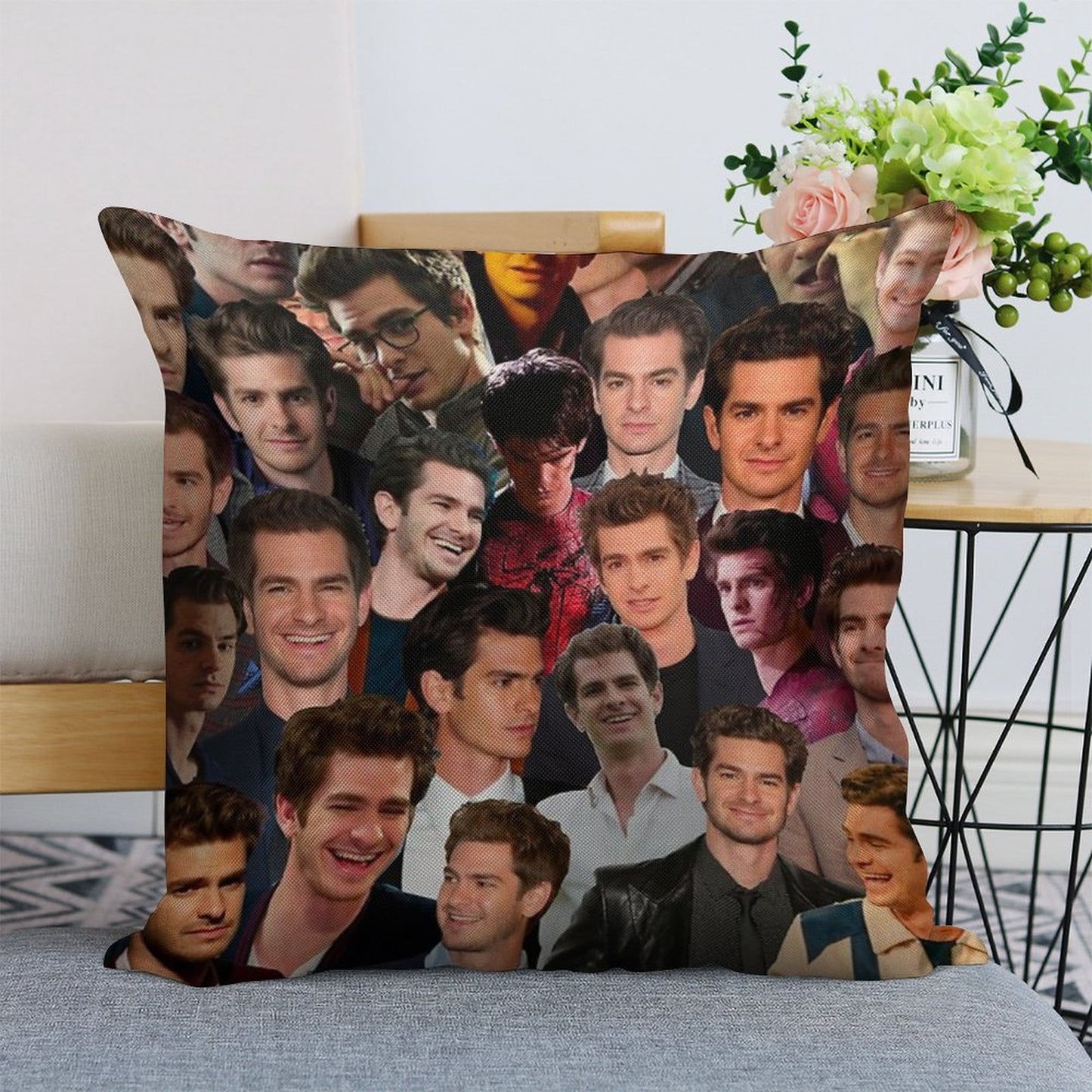 Andrew Garfield Photo Collage Linen Throw Pillow Cover