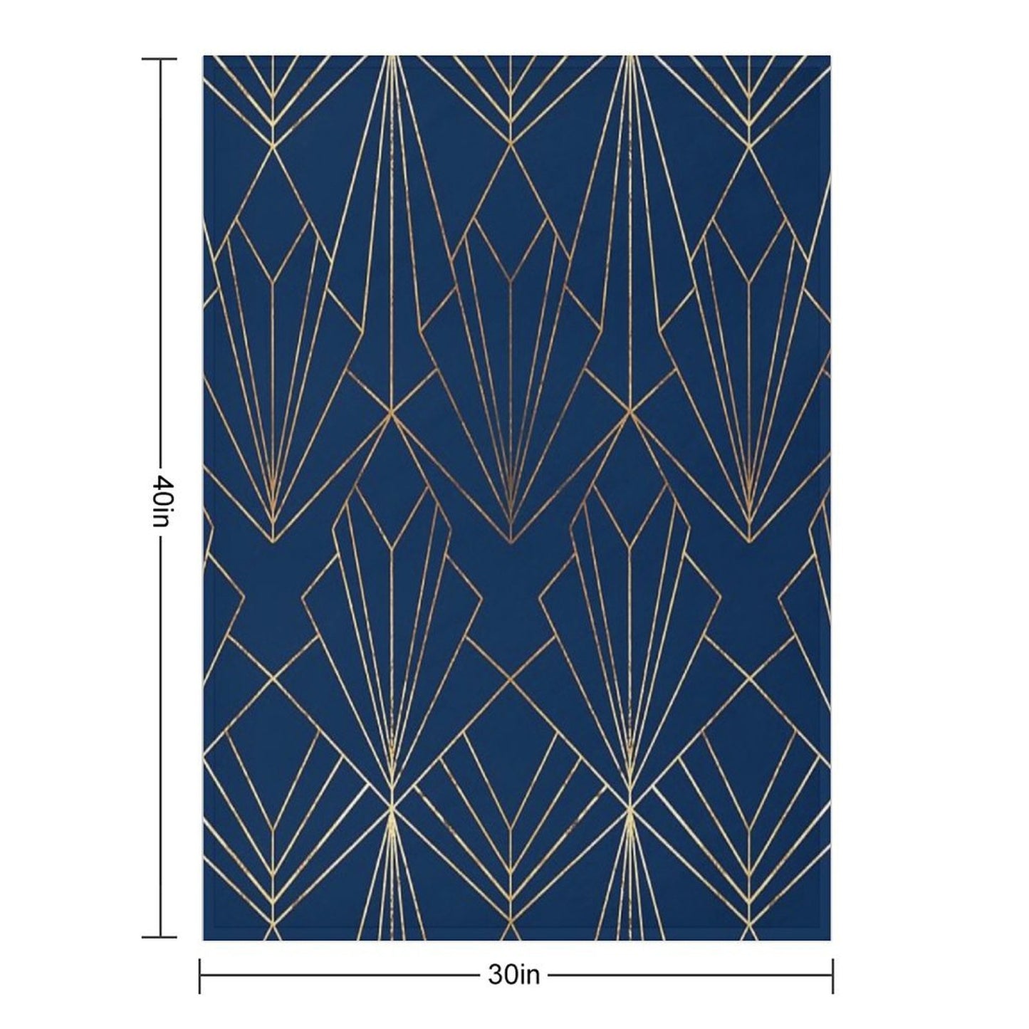 Art Deco in Navy Blue - Large Scale Throw Blanket