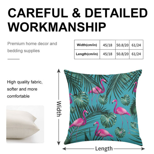 Tropical Flamingo Pattern #4 #tropical #decor #art Linen Throw Pillow Cover