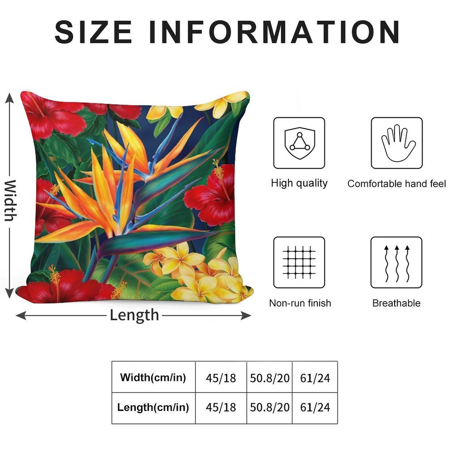 Tropical Paradise Hawaiian Birds of Paradise Illustration Soft Home Decor Throw Pillow