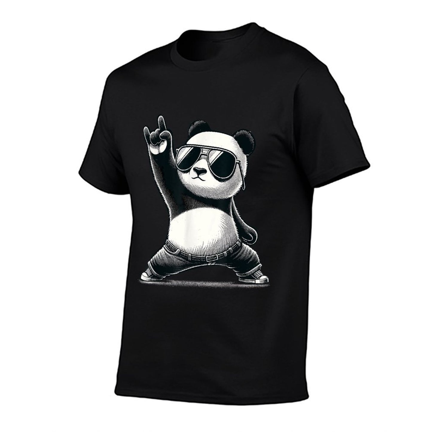 Retro Panda Rock Music Gift Men Kids Women Funny Panda T-Shirt