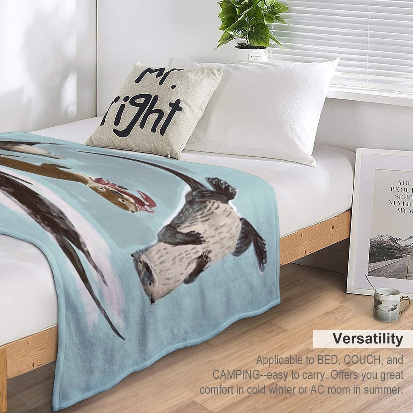 New World Otters Throw Blanket