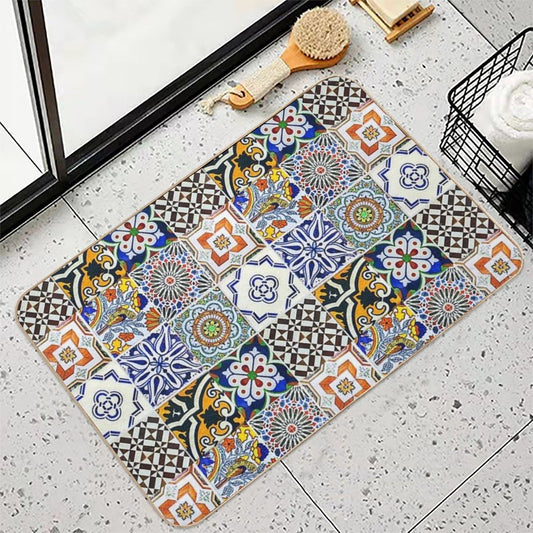 Colorful Portuguese Tile Bath Mat