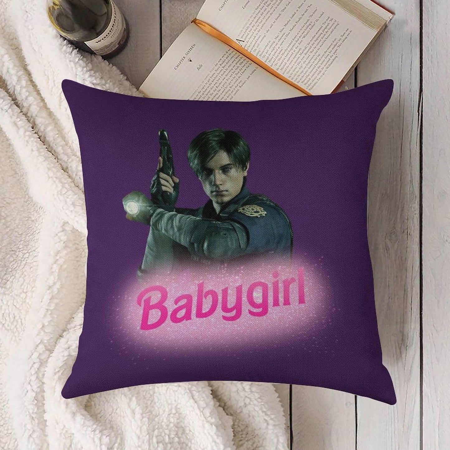 Leon Kennedy Babygirl Linen Throw Pillow Cover