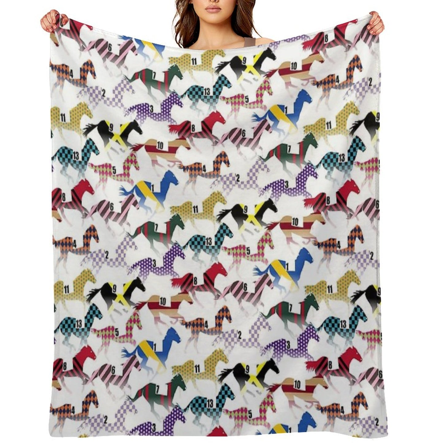 Off to The Horse Races Jockey Silks Pattern Throw Blanket