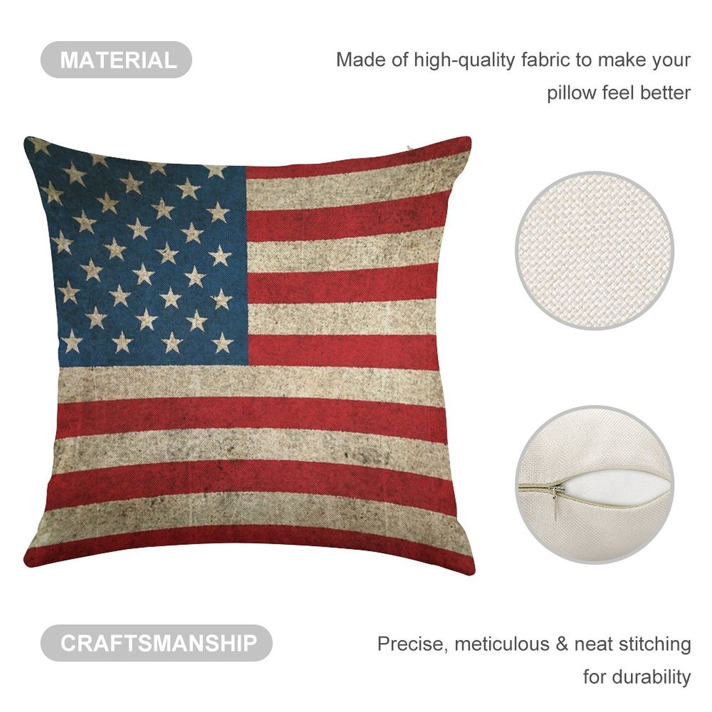 Old And Worn Distressed Vintage Flag of The United States Linen Throw Pillow Cover