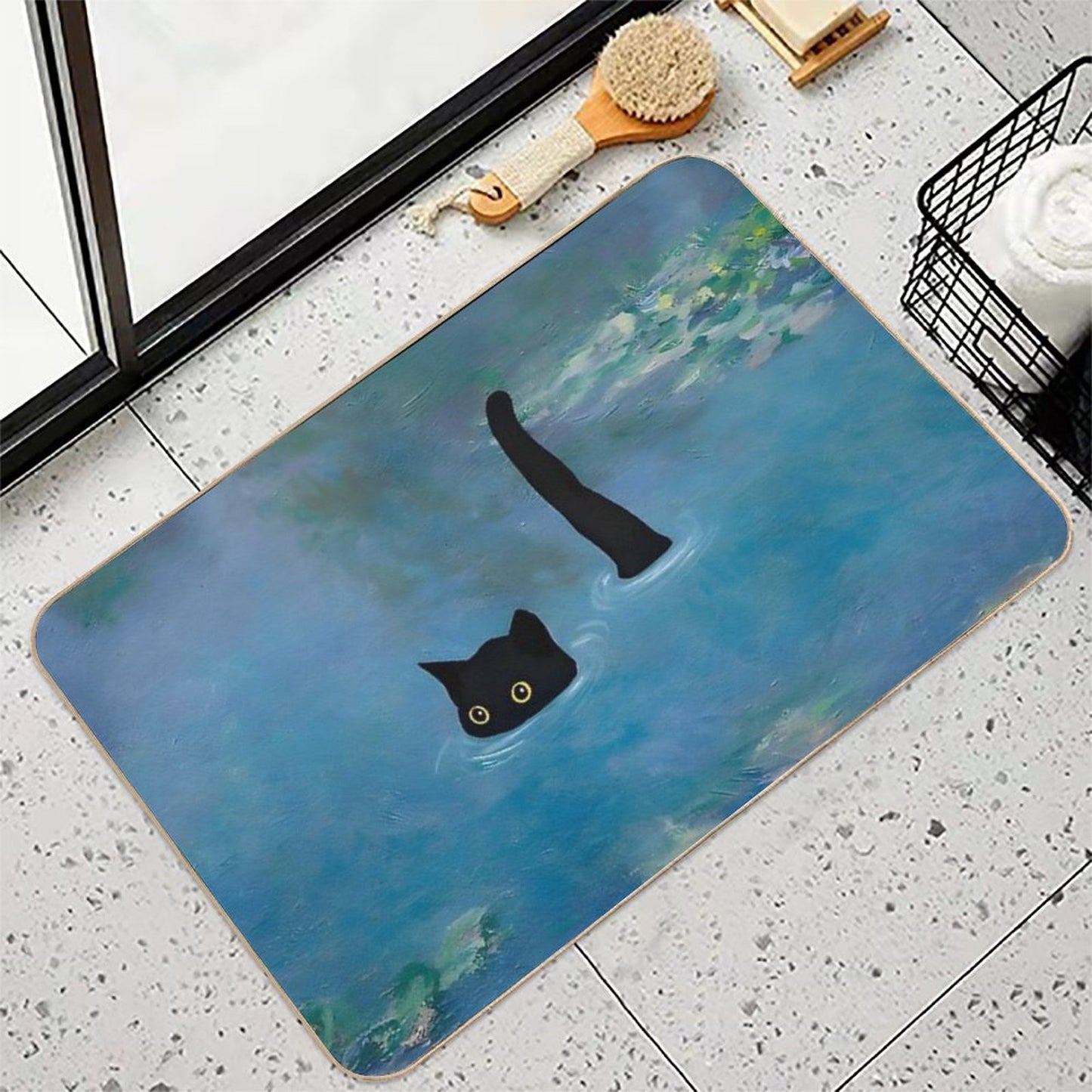 Cat Print Monet Waterlily Bath Mat