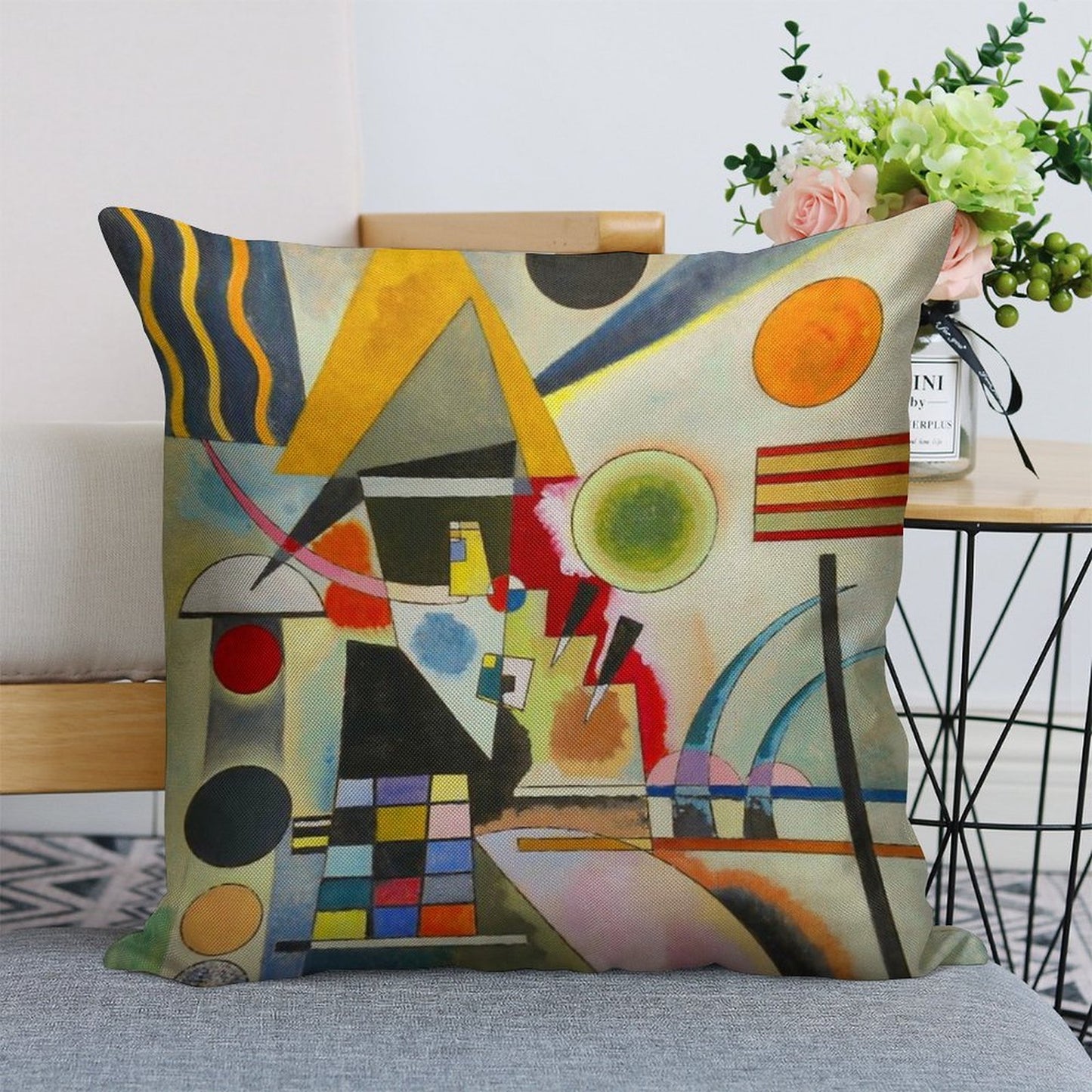 Kandinsky Swinging Linen Throw Pillow Cover
