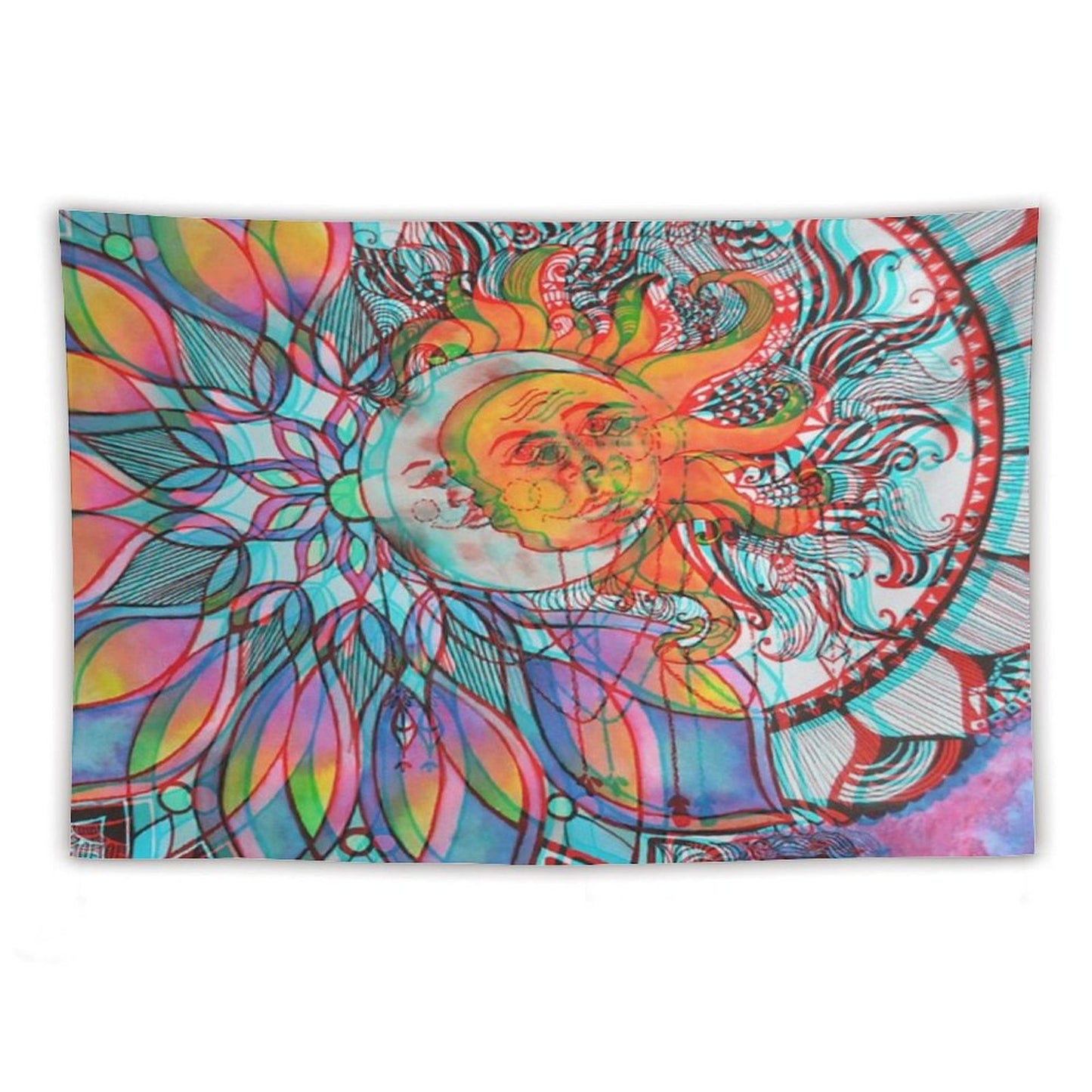 Trippy Sun And Moon Mandala Tapestry