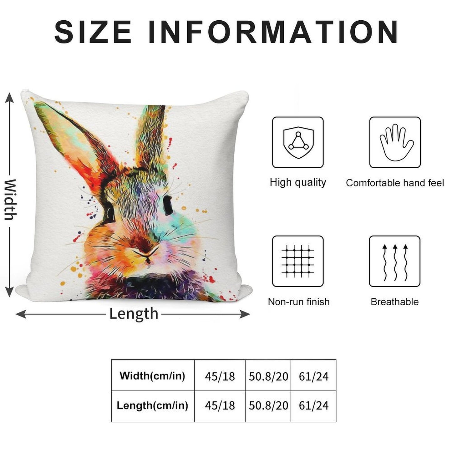 Rabbit Watercolor Art Work Soft Warmth Comfort Throw Pillow