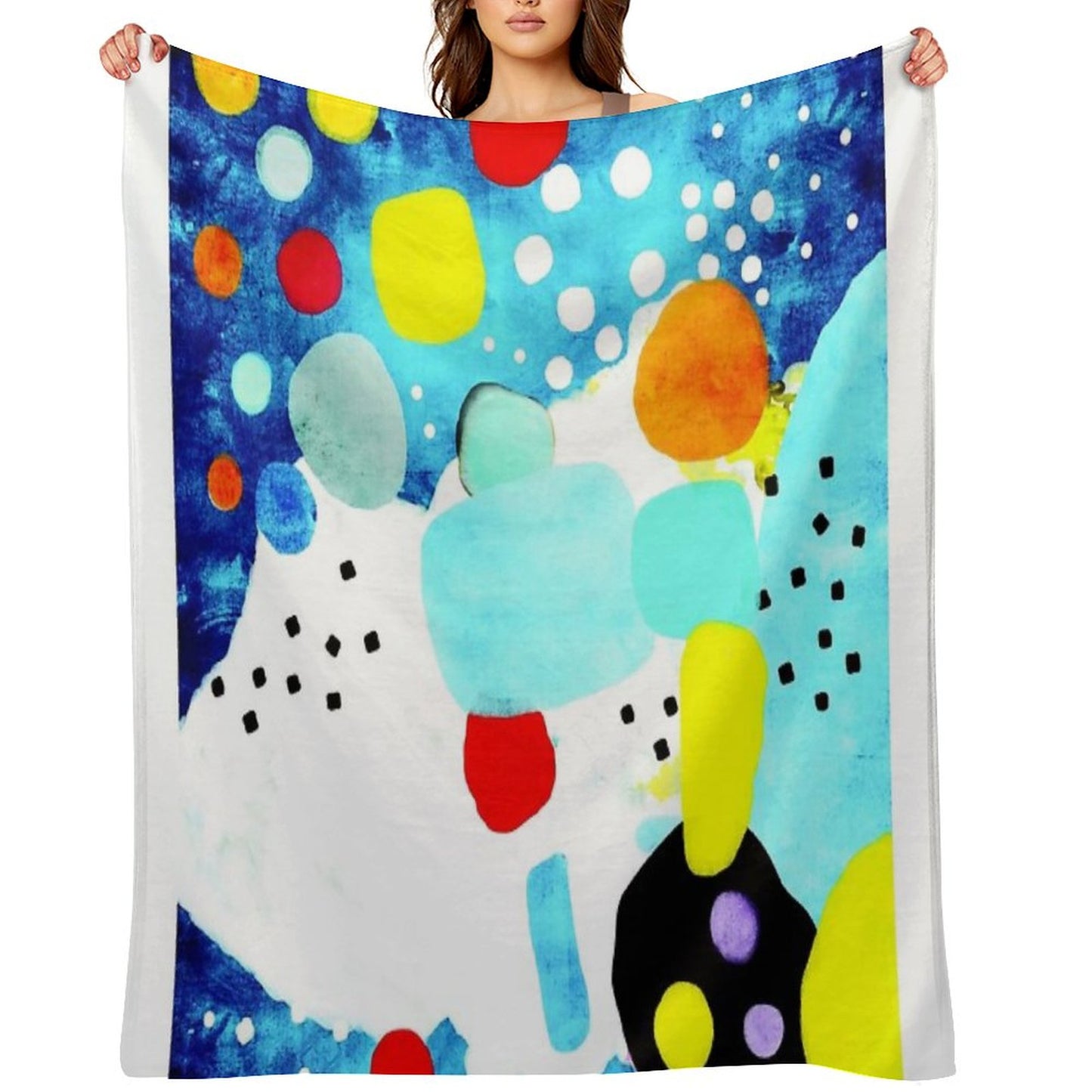 Marine Blue And White Abstract Art Throw Blanket