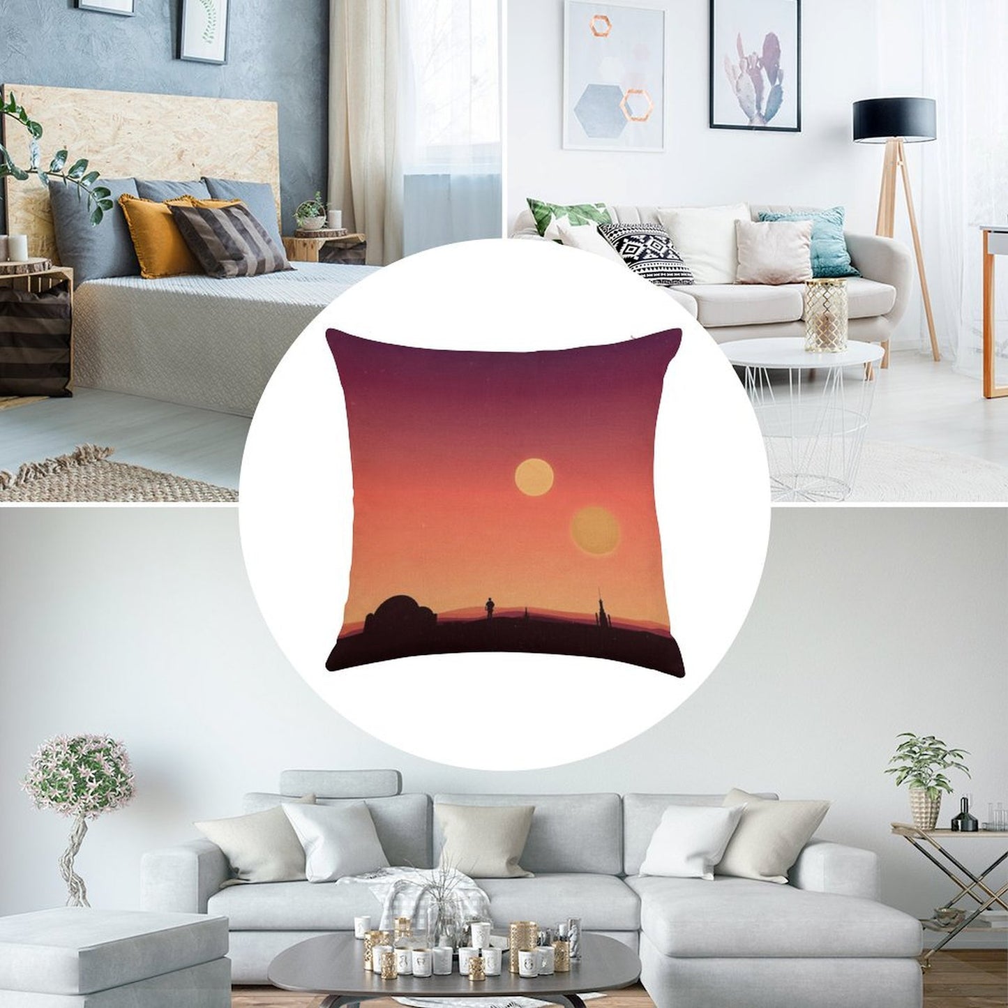 Tatooine Linen Throw Pillow Cover