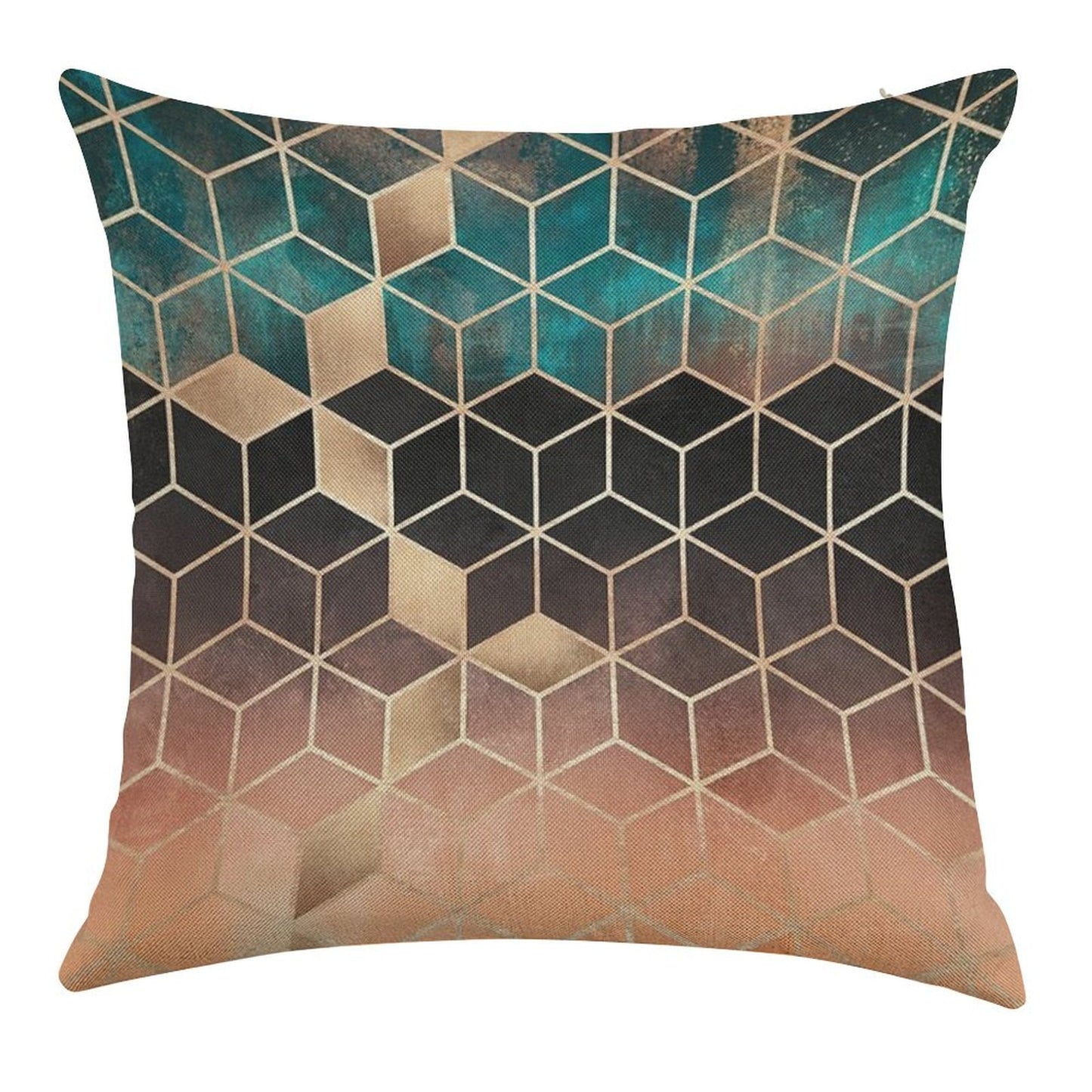 Ombre Dream Cubes Linen Throw Pillow Cover