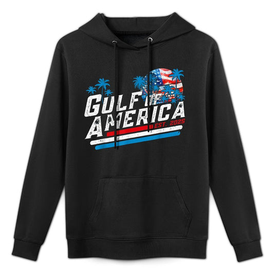 Retro Gulf Of USA America Est 2025 American Gulf Mexico Shape Retention Hoodie