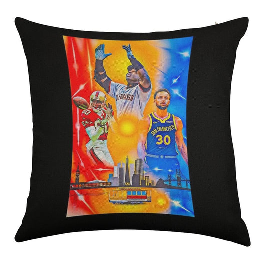 San Francisco Sports Legends Linen Throw Pillow Cover