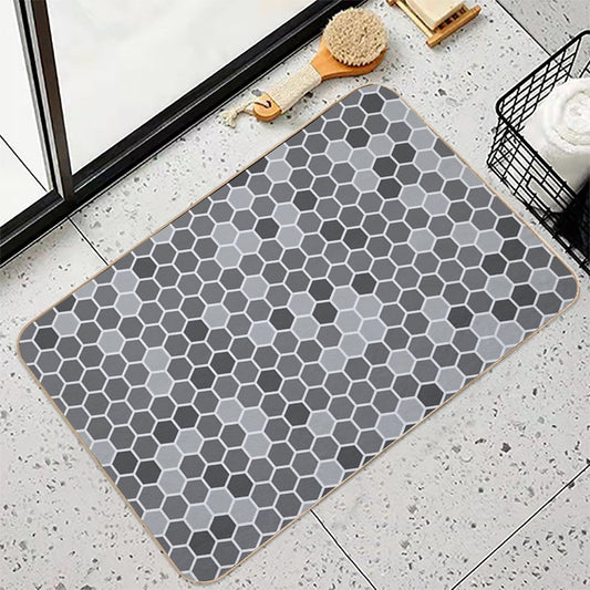 Grey Hexagon Bath Mat
