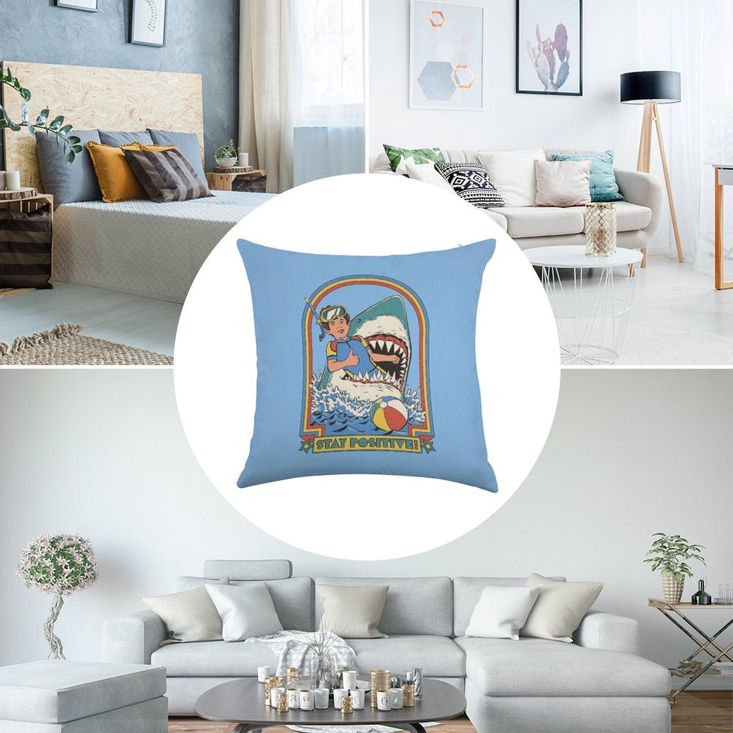Stay Positive Linen Throw Pillow Cover