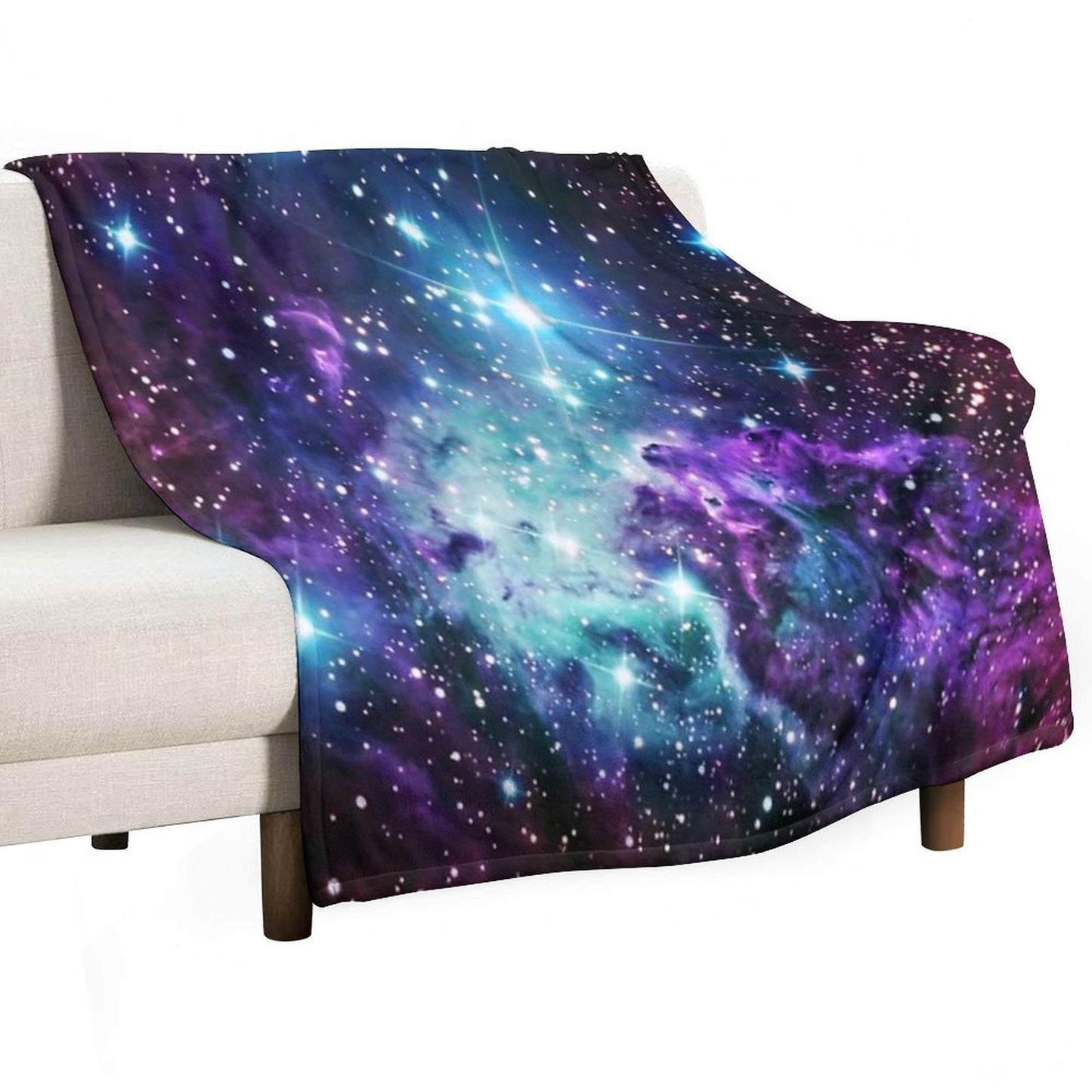 Fox Fur Nebula Teal Turquoise Purple Throw Blanket