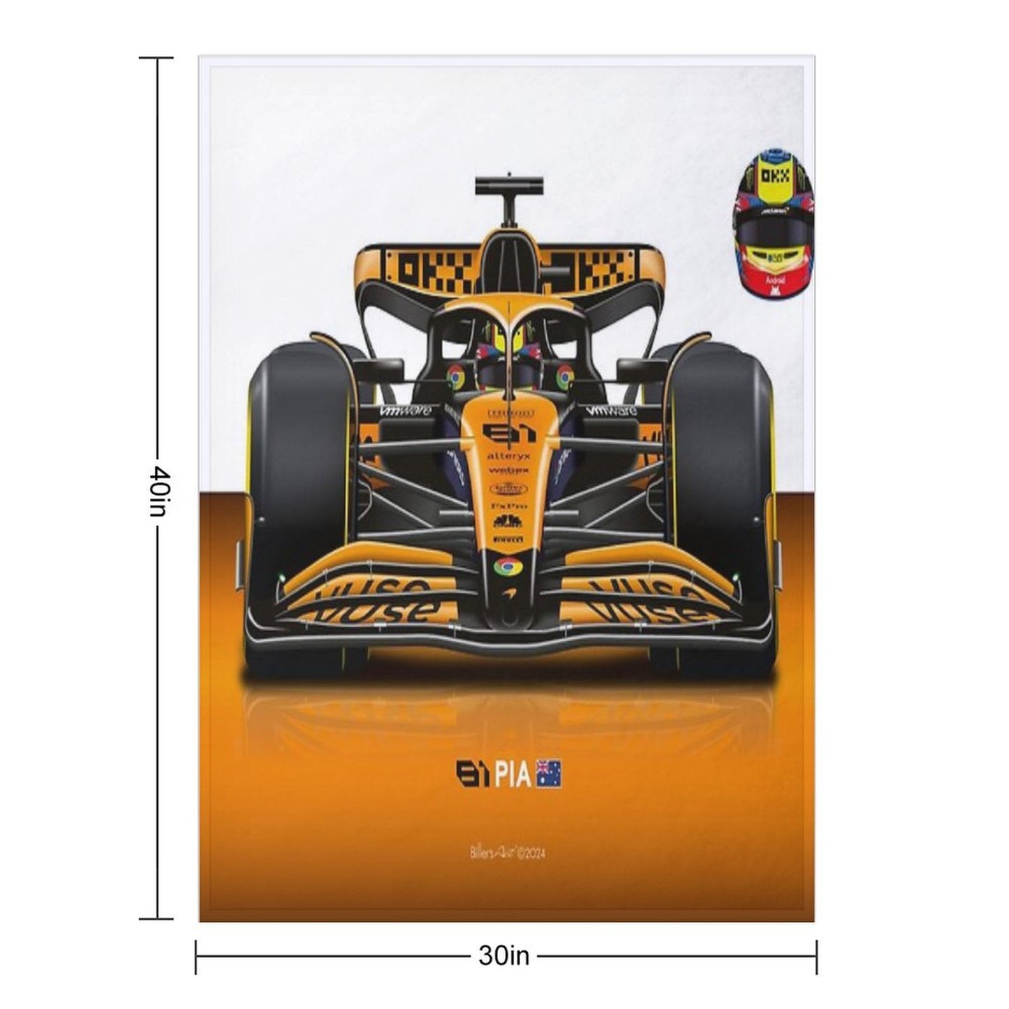 Oscar Piastri 2024 Formula 1 McLaren Racing Car Throw Blanket