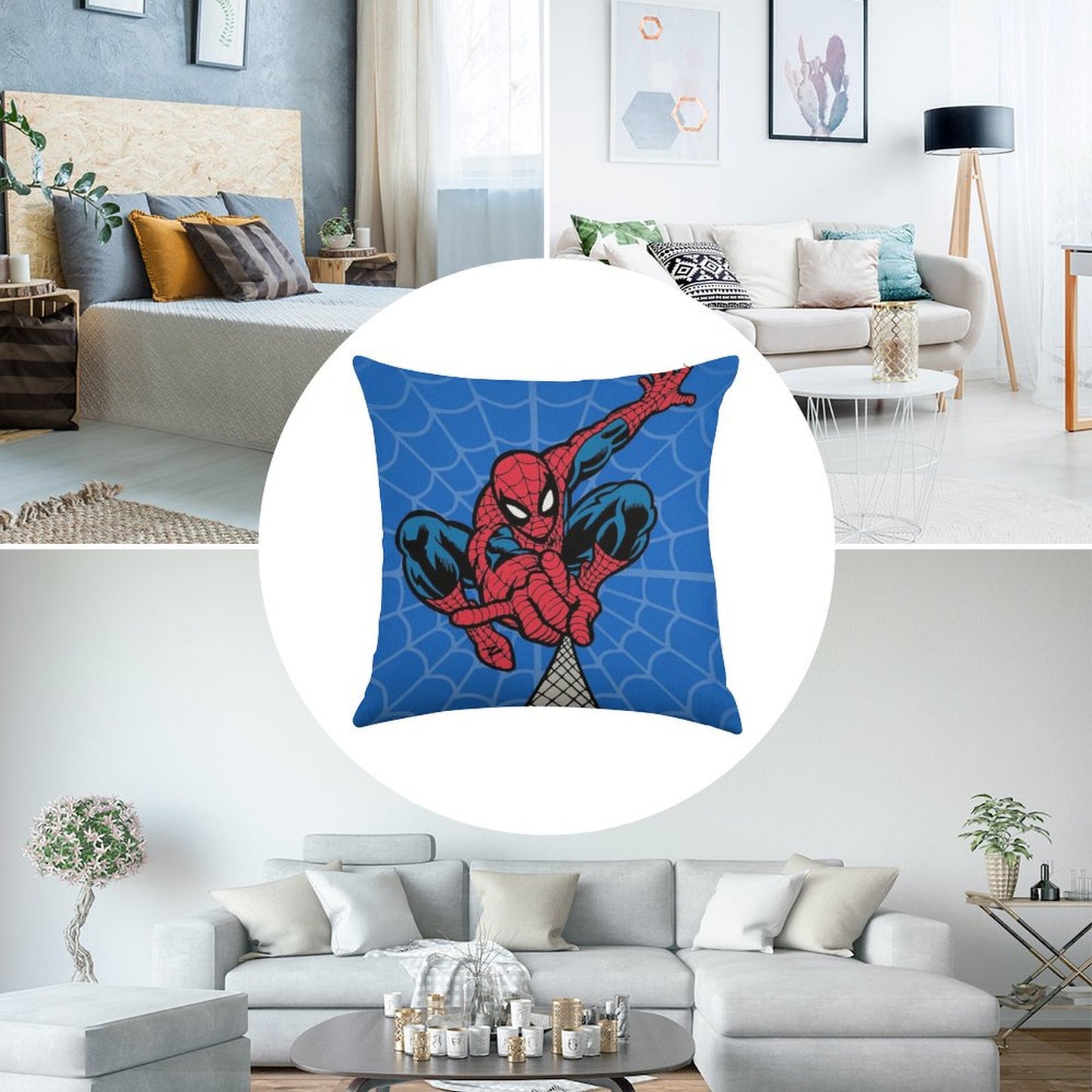Spider Superhero Linen Throw Pillow Cover