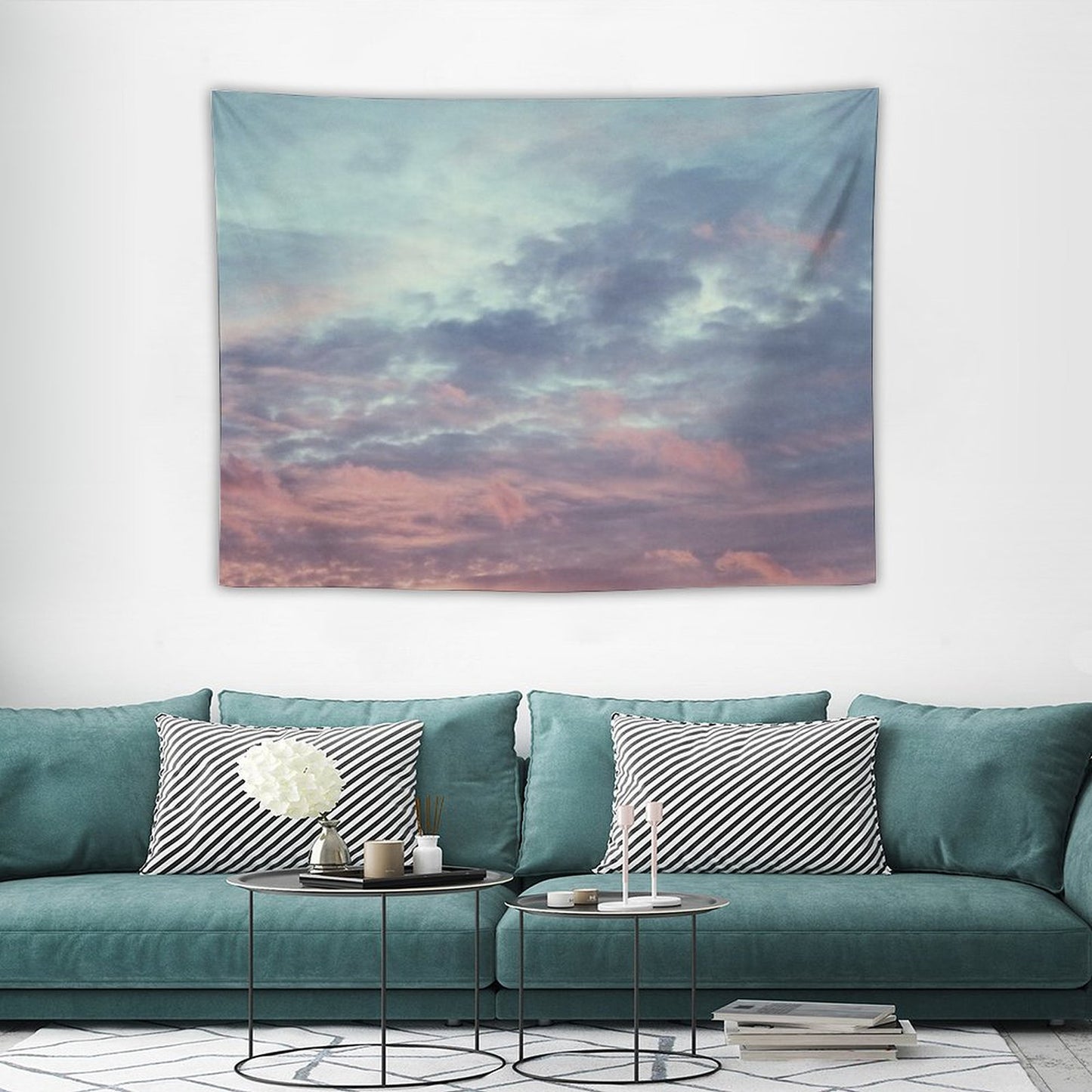 Pink Purple And Blue Summer Sunset Tapestry