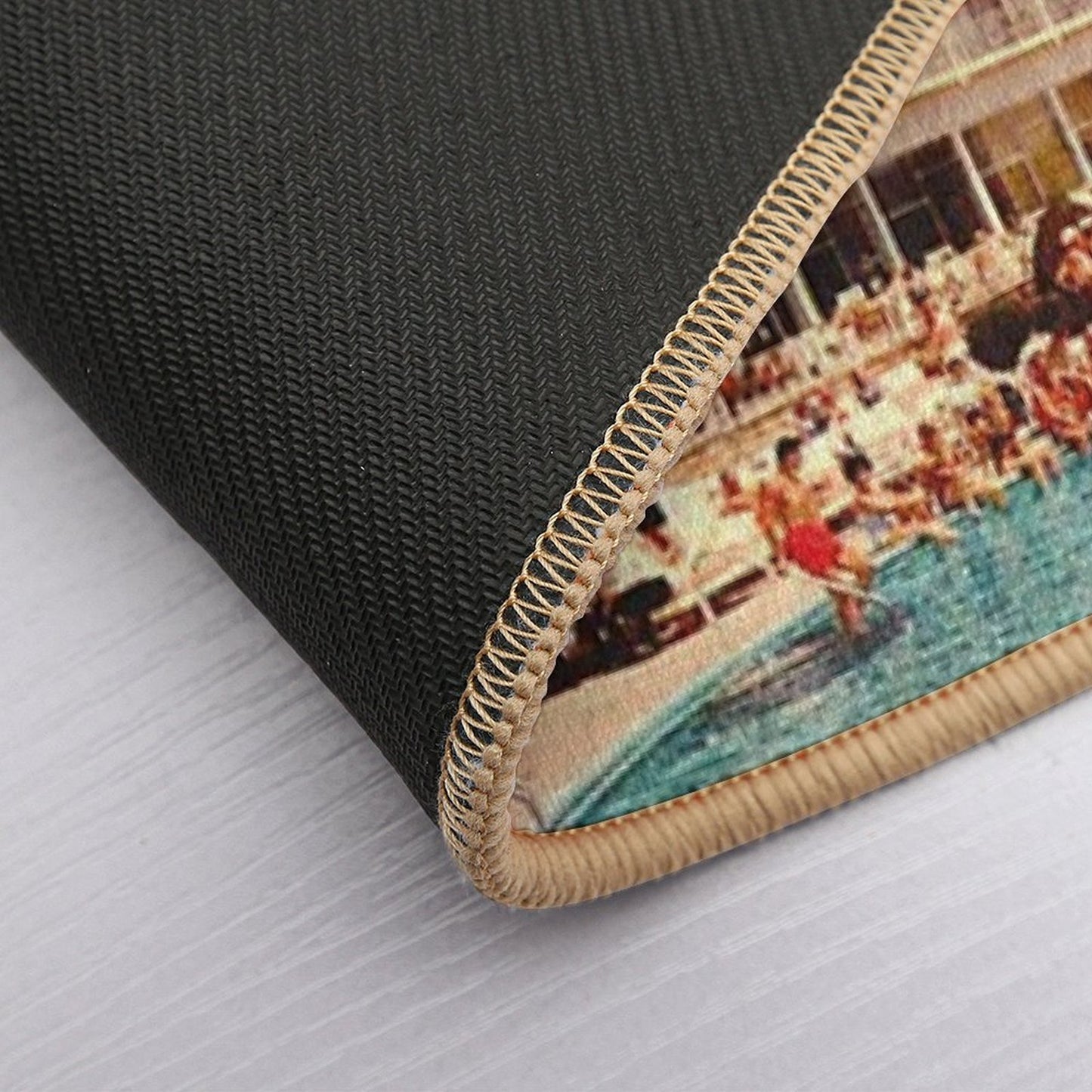 Lunar Pool Life - Retro-Futuristic Holiday Resort, Science Fiction Collage Fade-Resistant Bath Mat