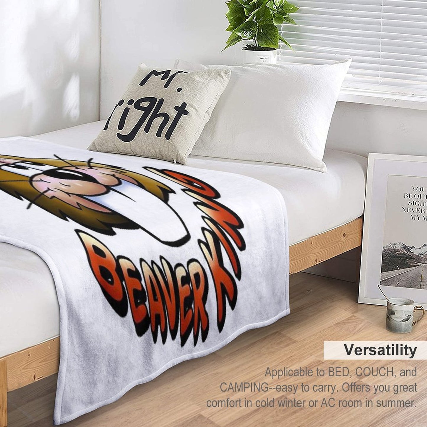 Beaver King - Red Text Throw Blanket