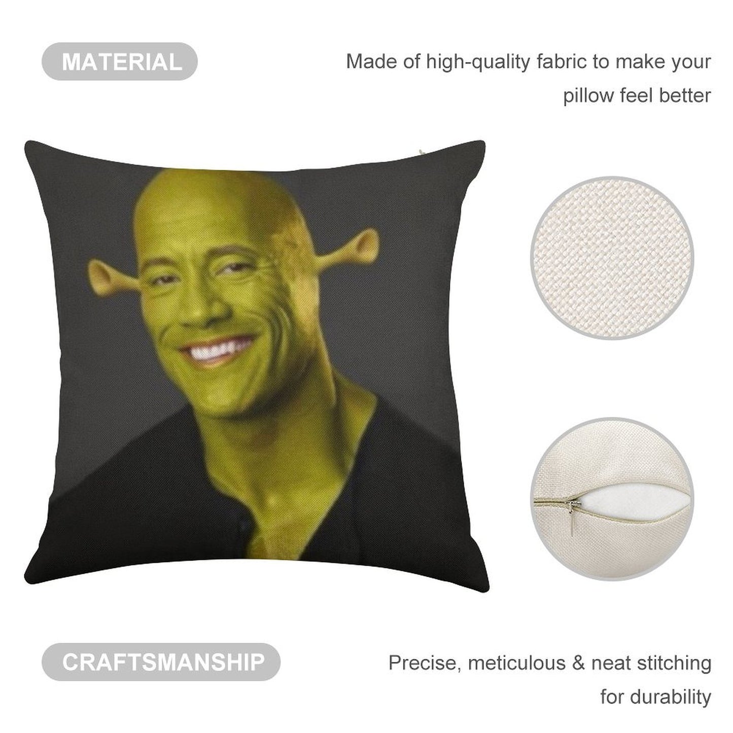 Dwayne 'The Shrok Johnson Linen Throw Pillow Cover
