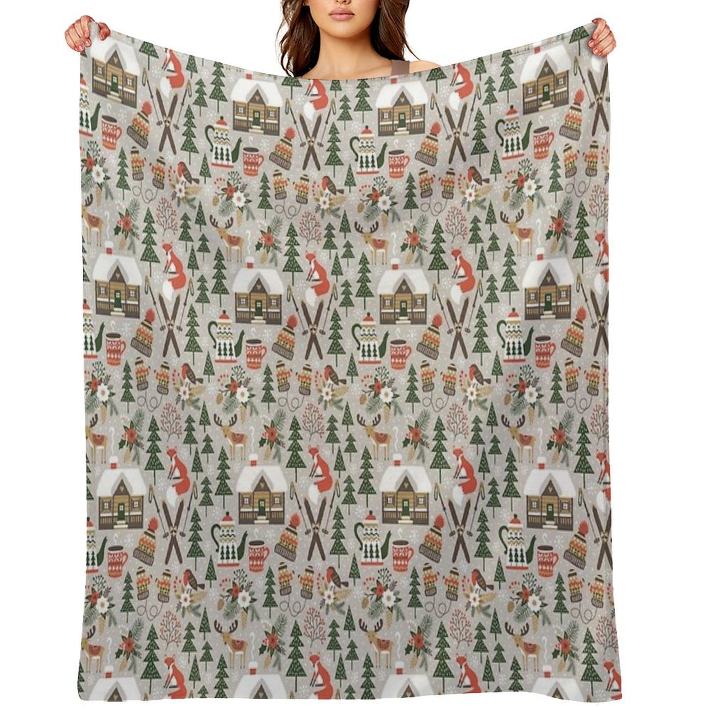 Cozy Cabin Light Grey Throw Blanket