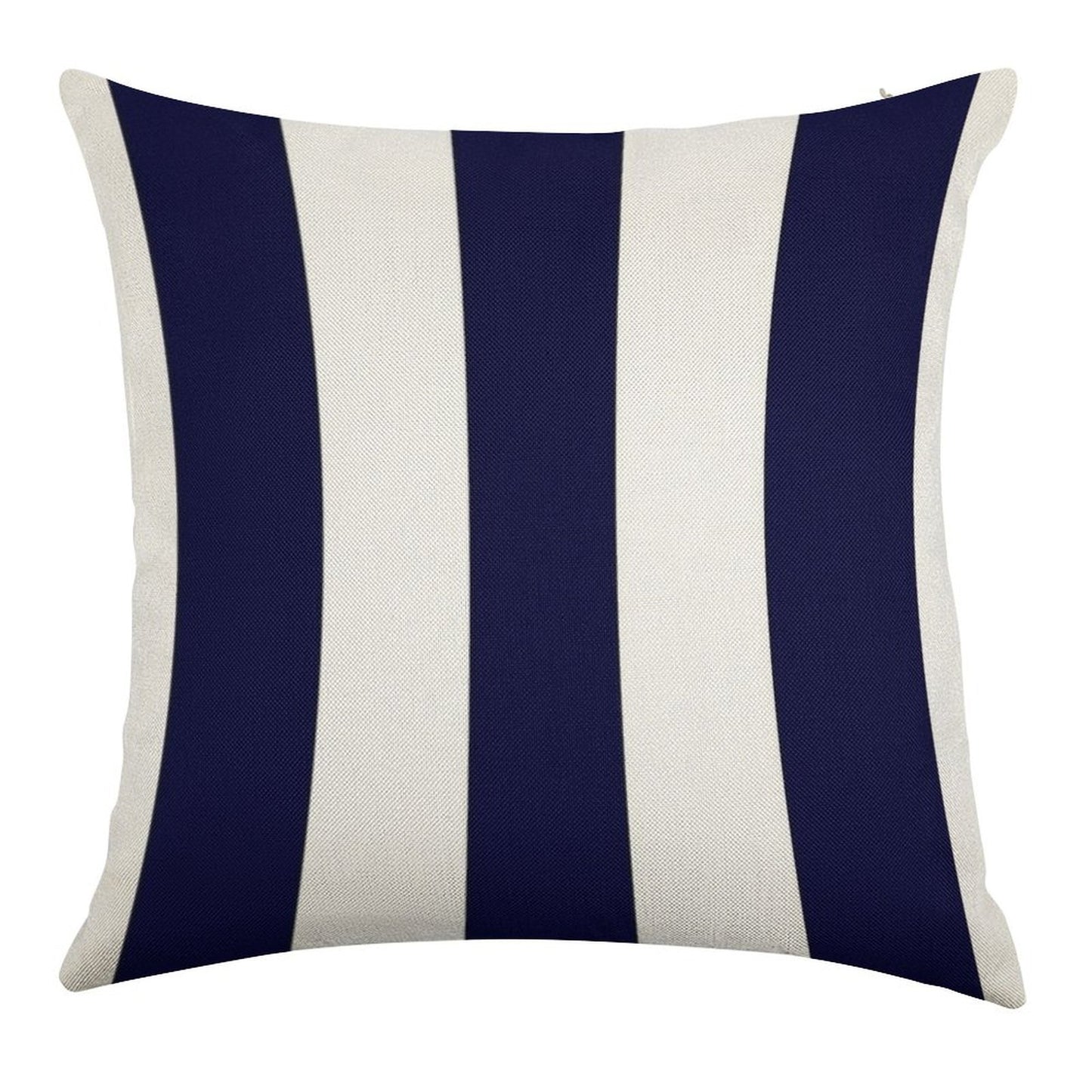 Navy Blue And White Stripes Linen Throw Pillow Cover
